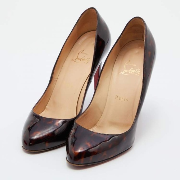 Christian Louboutin Ron Ron 100 Patent Calf Turtle Round Toe Heels, Size 39 - Picture 2 of 11